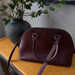 Coach Katy Satchel Deep Metallic Purple